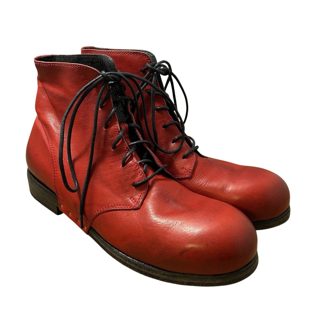 Alexandre Plokhov Mens Red Leather Lace Up Ankle Boots Made in Italy Size 43